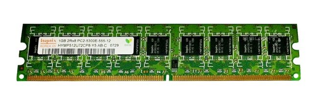 Memory RAM 1x 1GB Hynix ECC UNBUFFERED DDR2  667MHz PC2-5300 UDIMM | HYMP512U72CP8-Y5