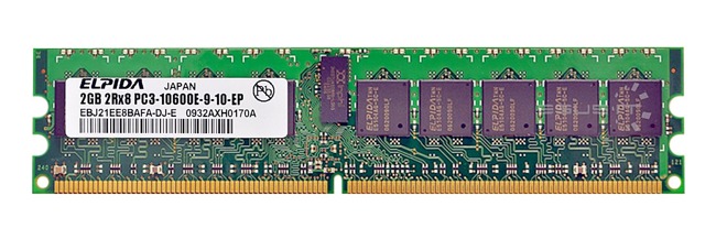 Memory RAM 1x 2GB ELPIDA ECC UNBUFFERED DDR3 2Rx8 1333MHz PC3-10600 UDIMM | EBJ21EE8BAFA-DJ-E