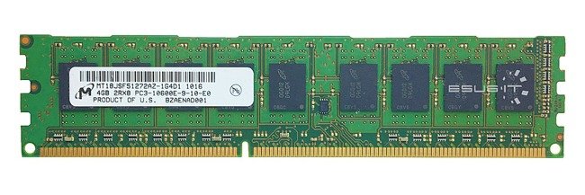 Memory RAM 1x 4GB Micron ECC UNBUFFERED DDR3 2Rx8 1333MHz PC3-10600 UDIMM | MT18JSF51272AZ-1G4