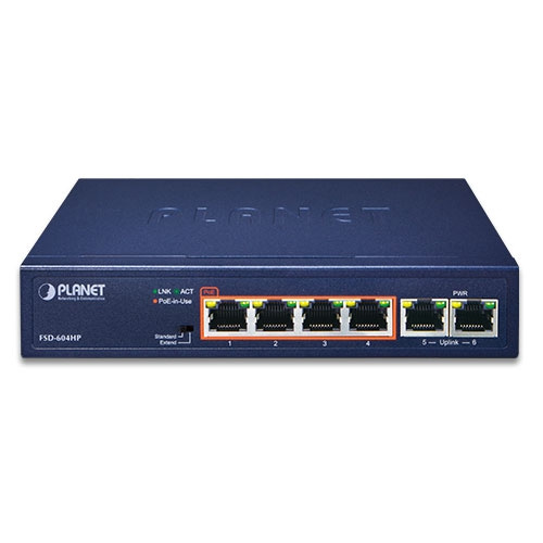 Switch Planet FSD-604HP 6x 100Mb 60 W PoE+