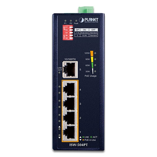 Switch Planet ISW-504PT 5x 100Mb 120 W PoE+