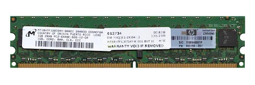 Memory RAM 1x 1GB Micron ECC UNBUFFERED DDR2  800MHz PC2-6400 UDIMM | MT18HTF12872AY-800D1